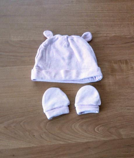 Ružová súprava pre bábätká - set čiapočka a rukavi, f&f,56