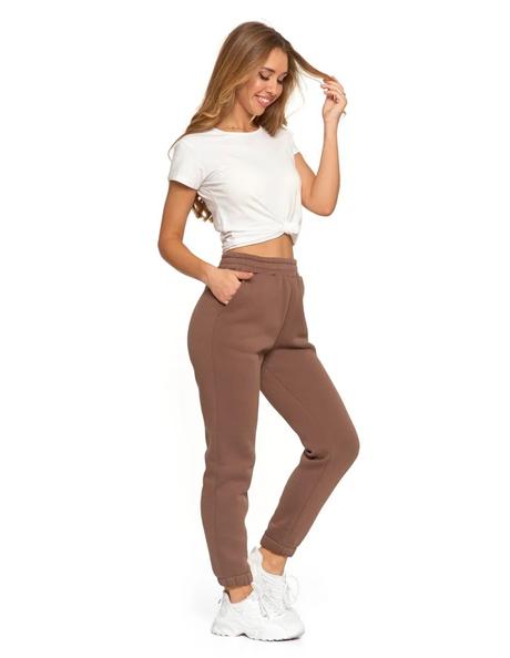 Dámske hrubé zateplené teplákové nohavice mocca, l / m / s / xl / xxl