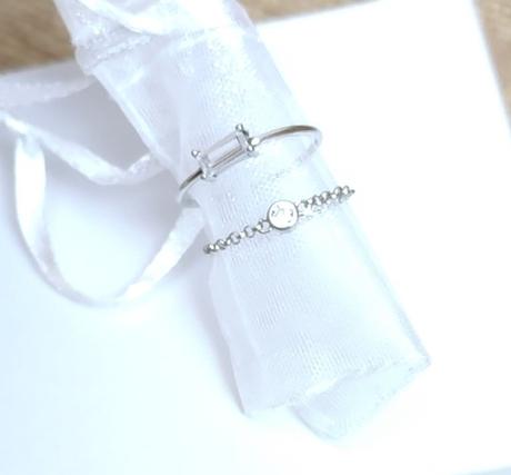 Strieborný prsteň baguette,