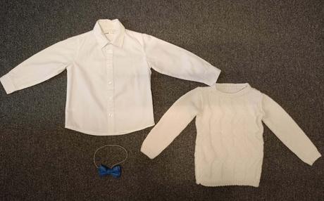 Chlapčenský pulóver + košeľa + motýlik veľ. 104, 104–116