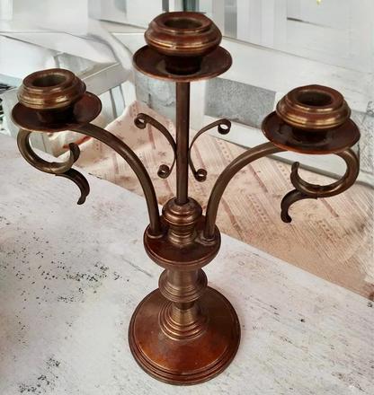 Mosadzný trojramenný svietnik, 