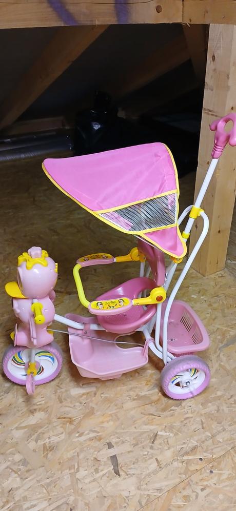 Detský bicykel 3 kolesový veselá kačica ružový, 