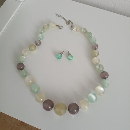 Sklenený náhrdelník s náušnicami, avon