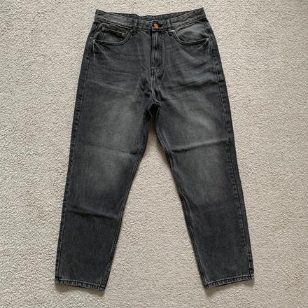 Rovné džínsy s vyšúchaným efektom, l