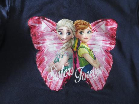 Tmavomodré tričko s dlhým rukávom anna a elza, h&m,110