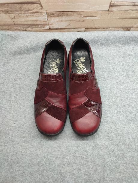 Rieker 39 - dámske kožené bordové našuchovačky, rieker,39