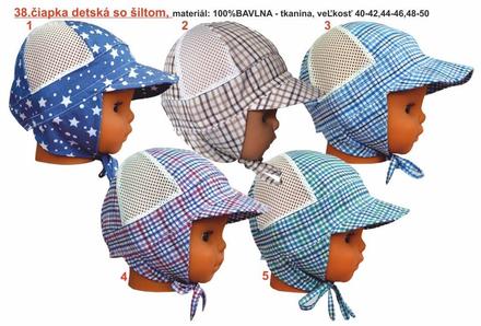Letná čiapka so šiltom, repal,68 - 110