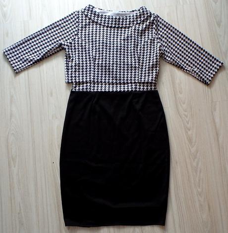 Peekaboo čierno-biele vzorované šaty + crop top, 38 - xl