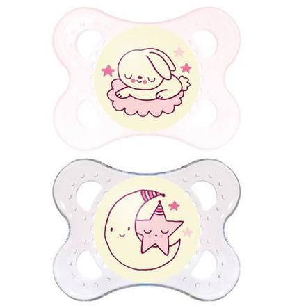 Mam nočný cumlík ružový 2 ks, 0m+, mam