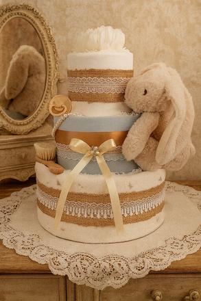 Romantická plienková torta so zajačikom,