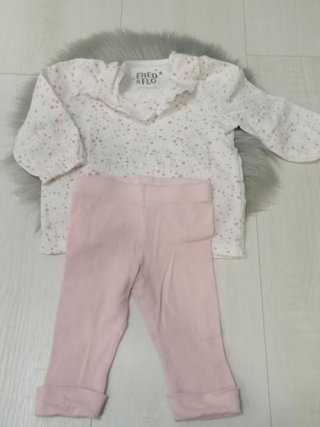 Nohavice a tričko set, bielo ružový, 