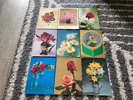 Retro pohľadnice kvety a mdž 80-90te roky, 