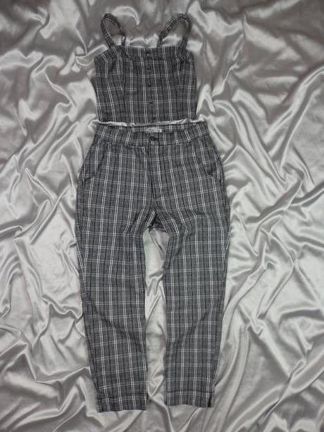 Luxusné káro nohavice s  crop topom, hollister,40