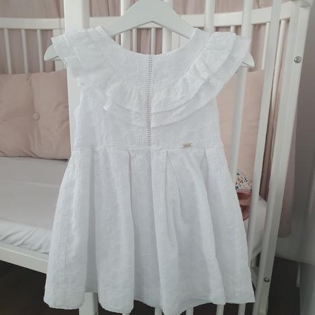 Biele madeirové šaty, mayoral,98
