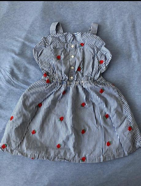 Modre pásikavé šaty s jahôdkami lindex 92, lindex,92