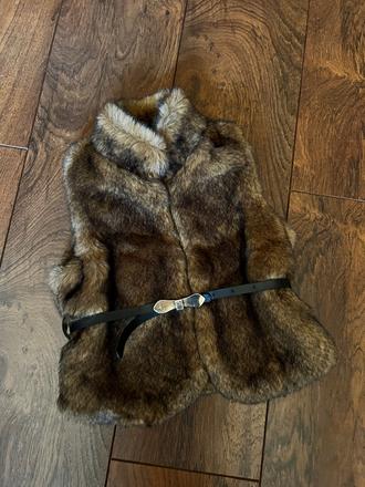 Hnedá kožušinková vesta 98/104, 98