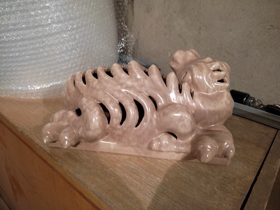 Keramicky drak, na piecku - retro, 