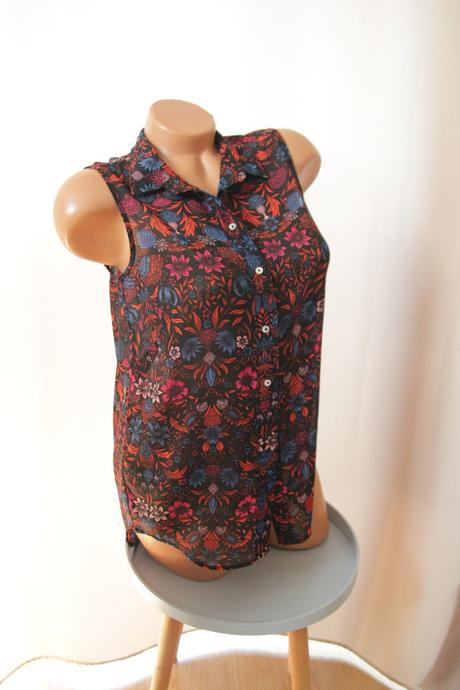 Čierna kvetovaná košeľa h&m, h&m,xs