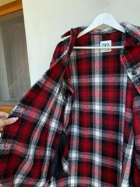 Dlhý prechodný kabát / vrchná košeľa shacket, zara,s