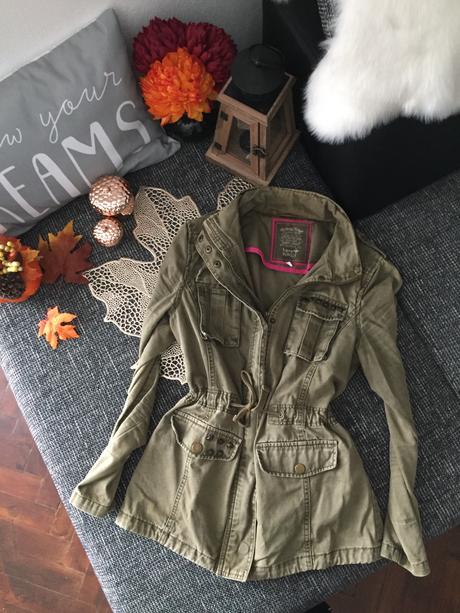 Olivová denim parka, c&a,158