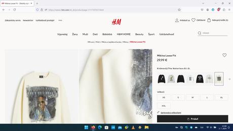 Mikina the notorious b.i.g. krémová, h&m,l