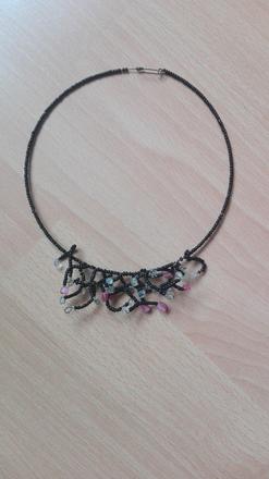 Nahrdelnik okruhly s ruzovymi koralkami,