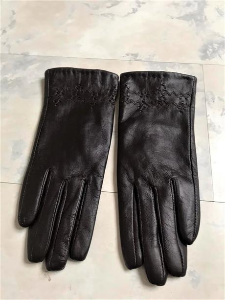 Zateplené kožené rukavice, l