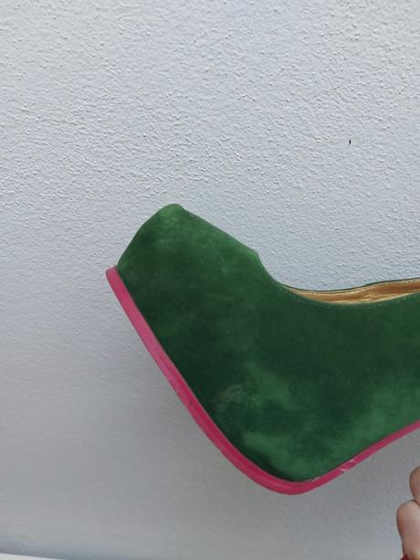 Tmavozelené lodičky na platforme, 41