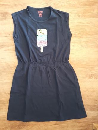 Šaty tchibo tmavomodré s meniť.flitrami, tchibo,134