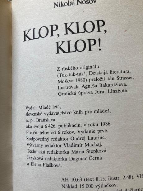 Klop, klop, klop prvé vydanie 1986,