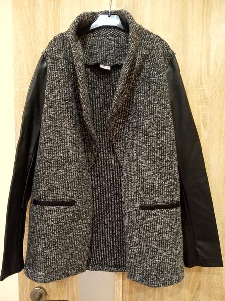 Kardigan / sako s koženými rukávmi, s