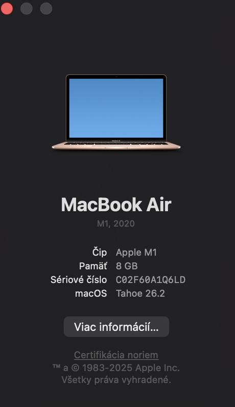 Macbook m1 2020 gold sk, apple