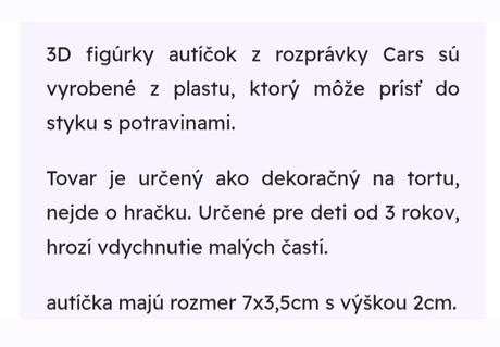 Figúrky na tortu cars 4 ks,