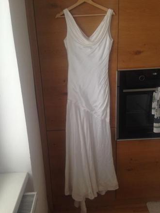 Hodvábne svadobné spoločenské šaty, s