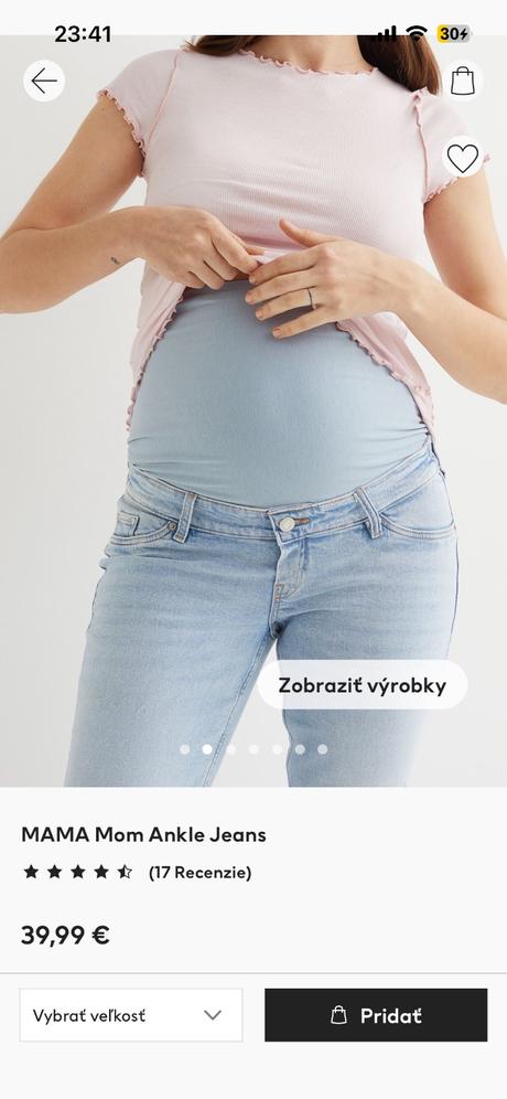 Tehotenské rifle slabomodré, h&m,m