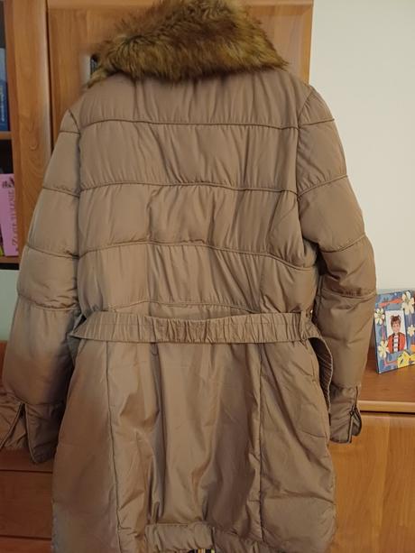 Zimná teplá bunda s tenkou kapucňou 42, dromedar,42