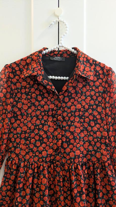 Oranžové kvetinové šaty bershka, bershka,s