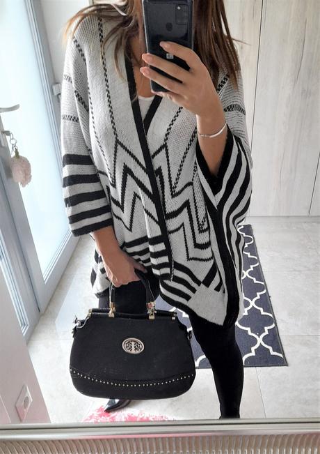 Čiernobiely kardigán-uni veľkosť, 