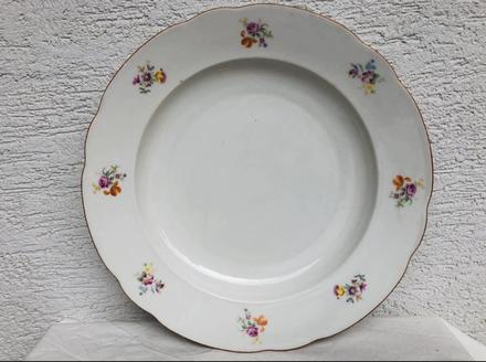 Starozitna misa, zachovala , farebna linka,