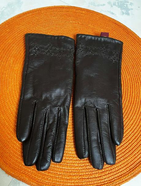 Zateplené kožené rukavice, l
