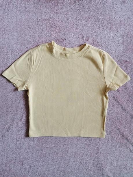 Svetložlté crop top tričko, house,s