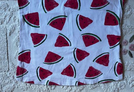 Biele melónové bavlnené handmade tričko, s/m, s