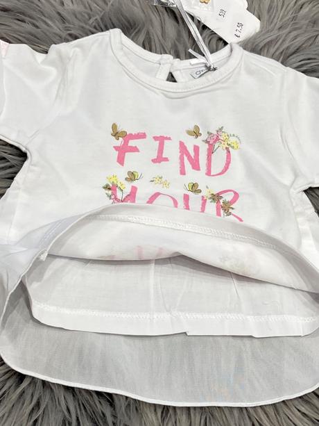 Dievčenské biele tričko s tylom overkids (62-68), 62 / 68