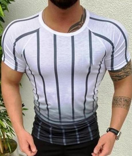 Pruhované biele športové tričko, v. l/xl/xxl, xl / xxl