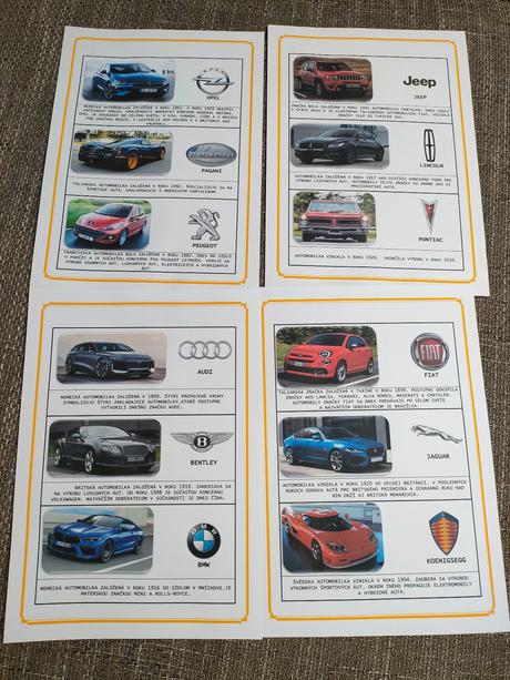 Pracovný zošit - značky áut, 