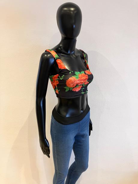 Kvetovaný croptop bershka (xs), bershka,xs