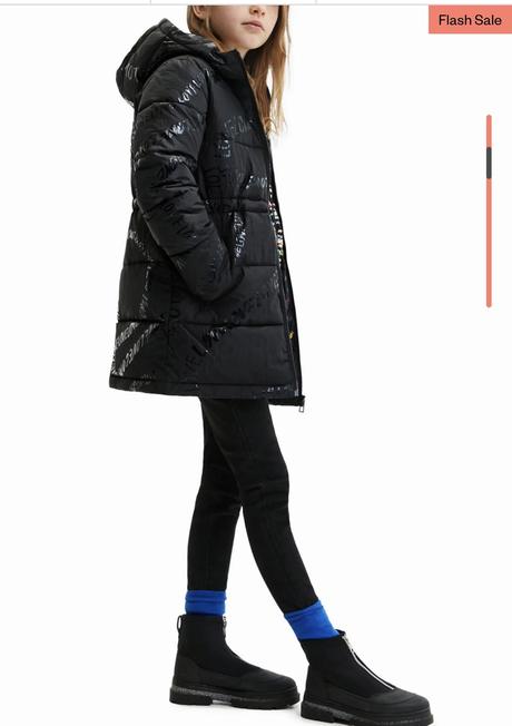 Dlhý prešívaný kabát desigual s textom v.122/128, desigual,128