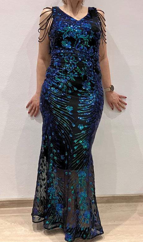 Luxusné trblietavé večerné šaty, m