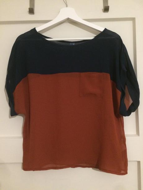 Dvojfarebne tricko s vreckom na hrudi, e-vie,36