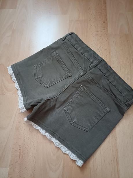 Riflove šortky s čipkou, h&m,116